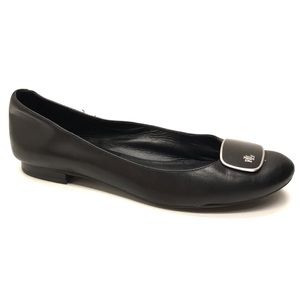 LAUREN RALPH LAUREN ‘Carmen’ Black Leather Flats